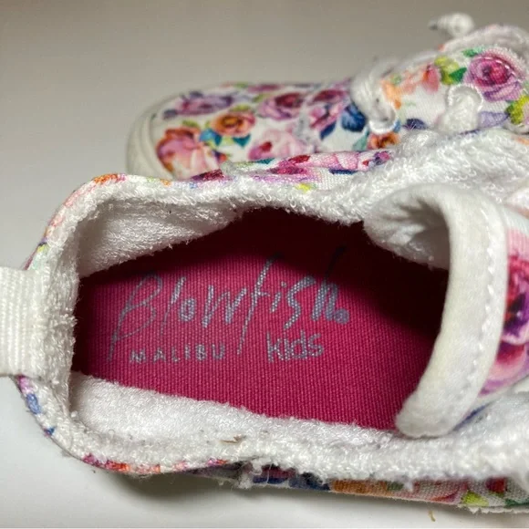 Blowfish Kid's Toddler 10 Classic Canvas White Pink Purple Floral Lined Shoes - Picture 10 of 14